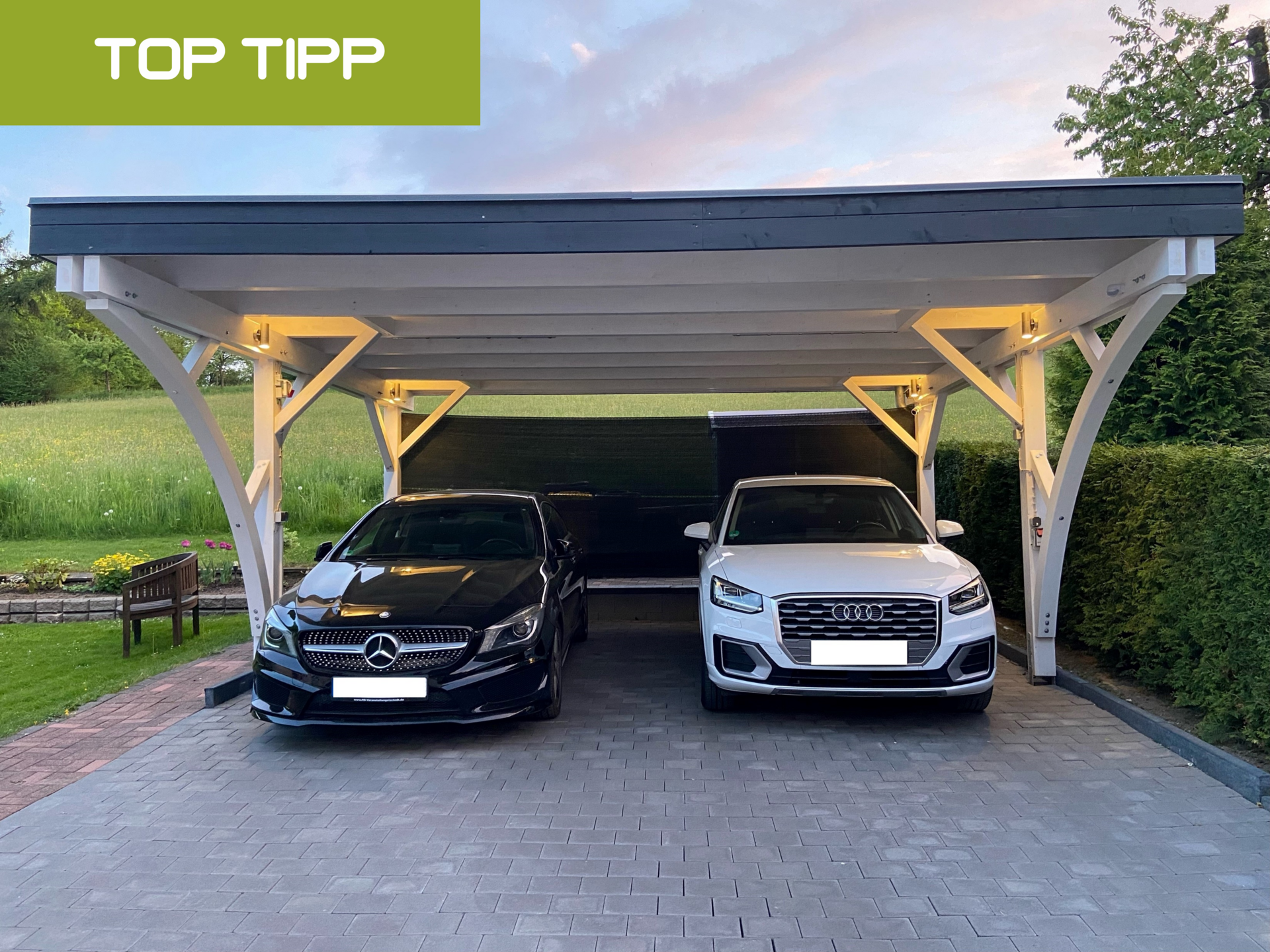 Singapur Doppelcarport normale Ausführung, natur